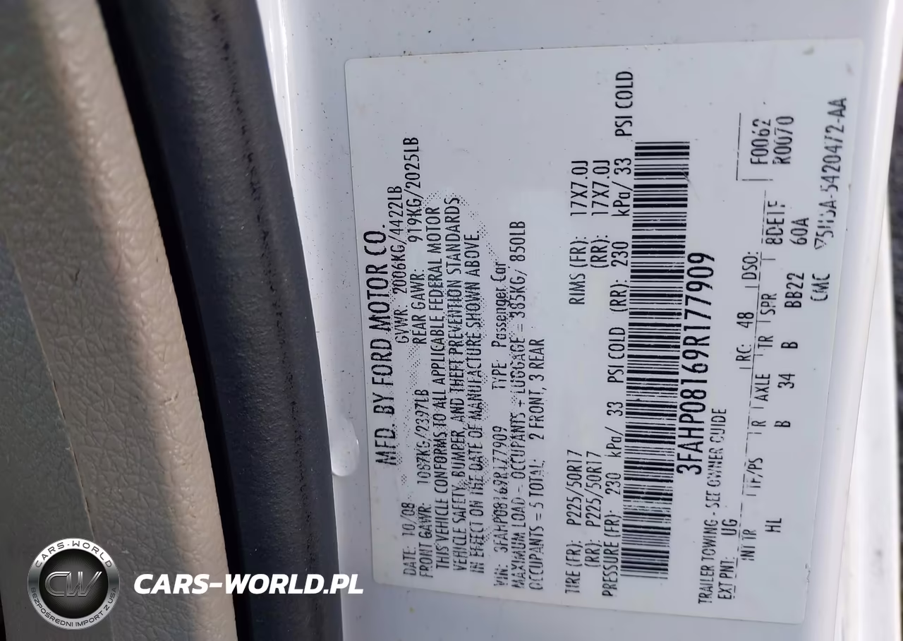 2009 Ford Fusion Sel VIN:3FAHP08169R177909 - 9