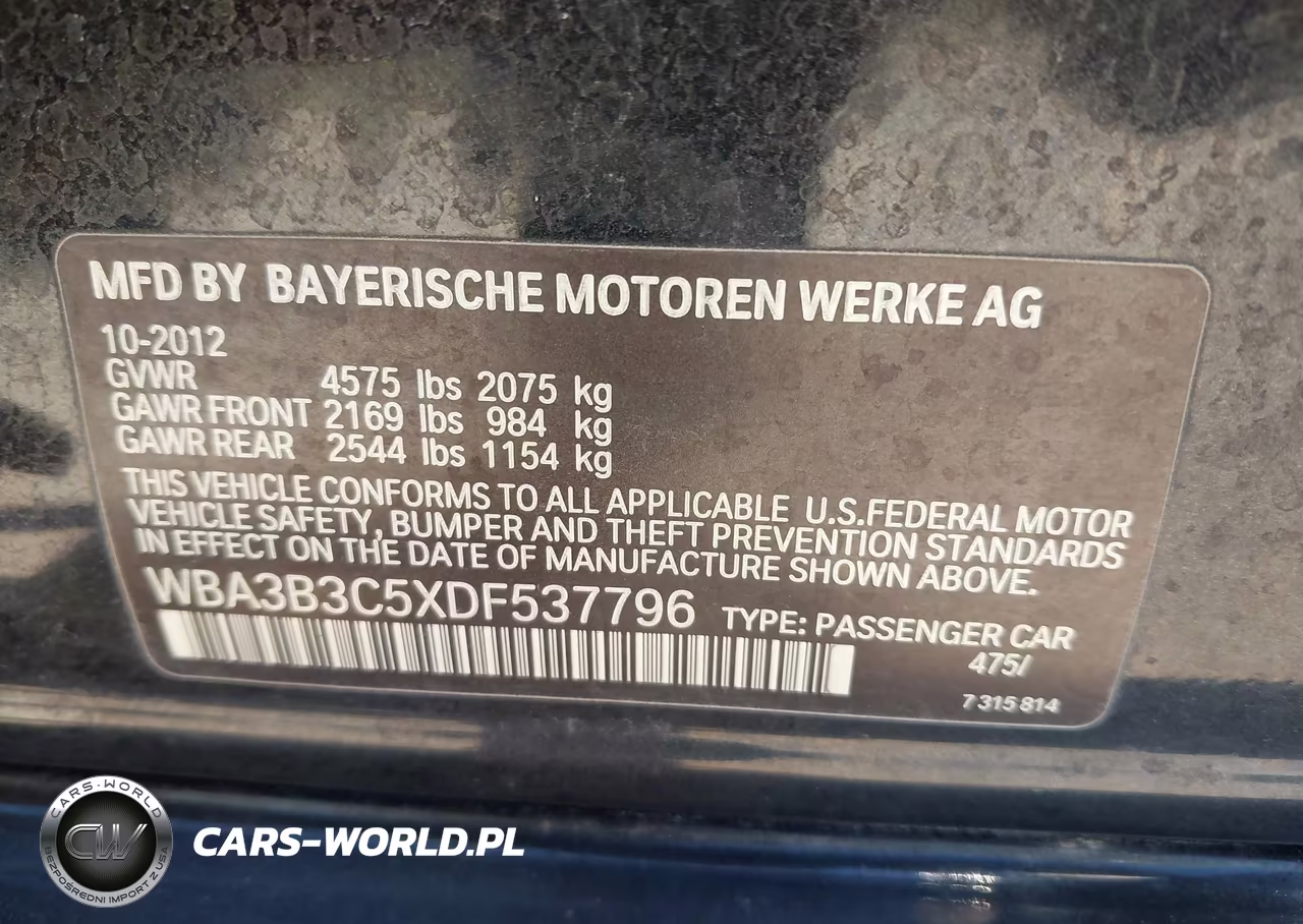 2013 BMW 328I xDrive VIN:WBA3B3C5XDF537796 - 9