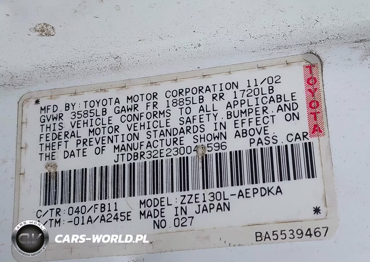 2003 Toyota Corolla Ce VIN:JTDBR32E230041596 - 9