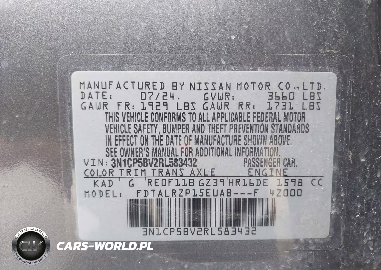 2024 Nissan Kicks S Xtronic Cvt VIN:3N1CP5BV2RL583432 - 9