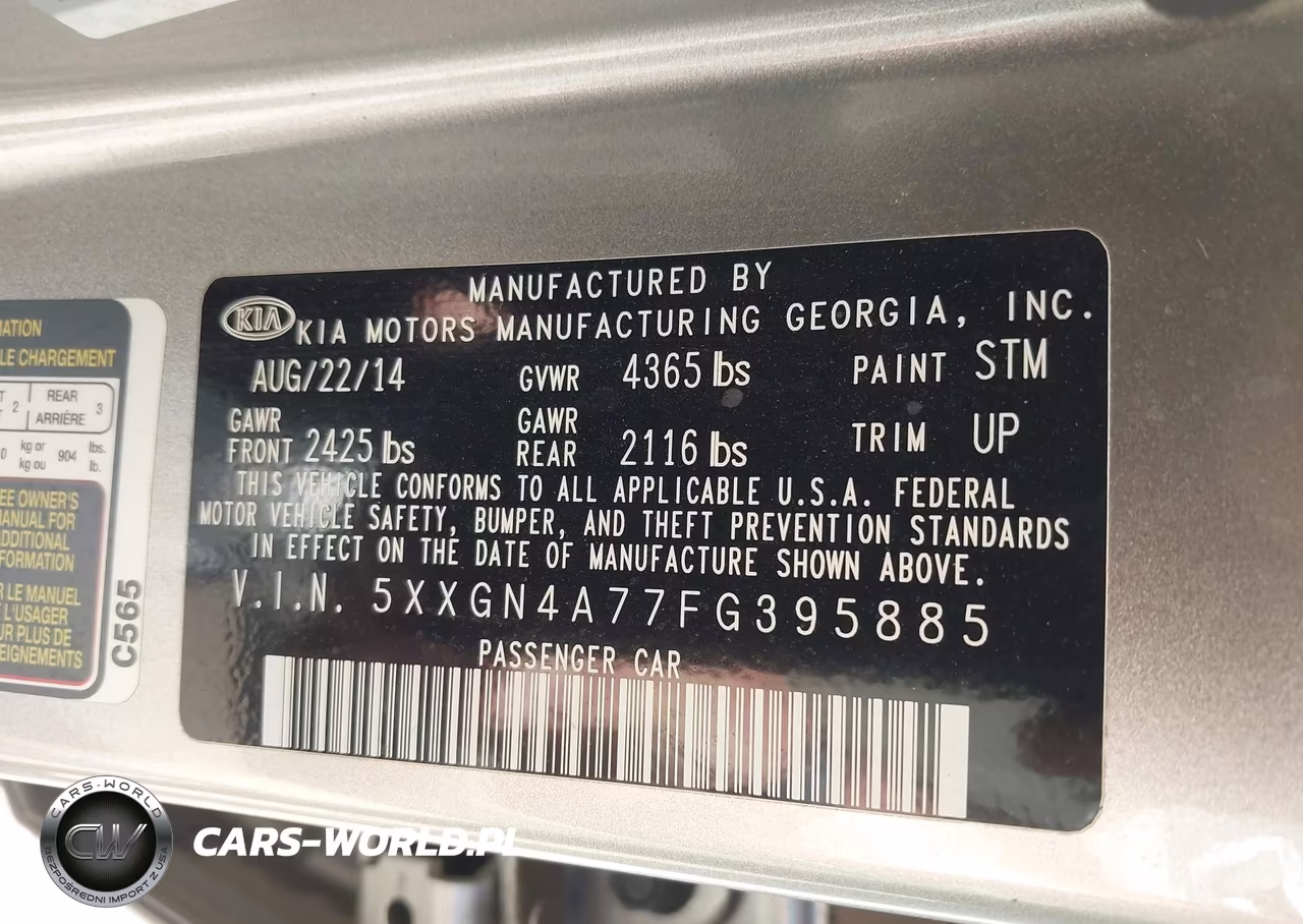 2015 Kia Optima Ex VIN:5XXGN4A77FG395885 - 9
