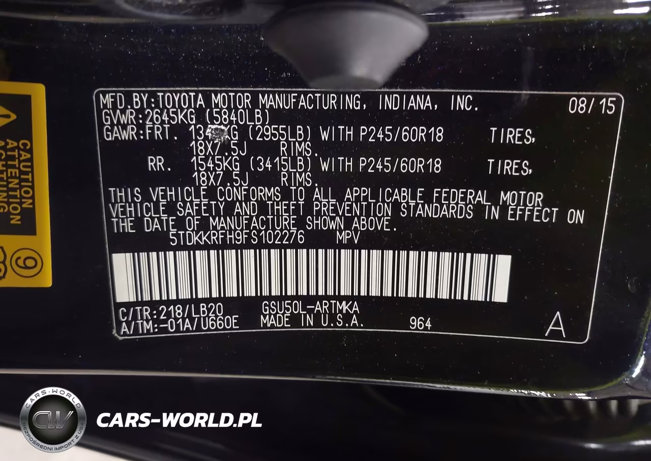 2015 Toyota Highlander Xle V6 VIN:5TDKKRFH9FS102276 - 9