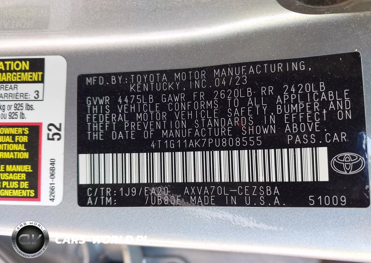 2023 Toyota Camry Se VIN:4T1G11AK7PU808555 - 9