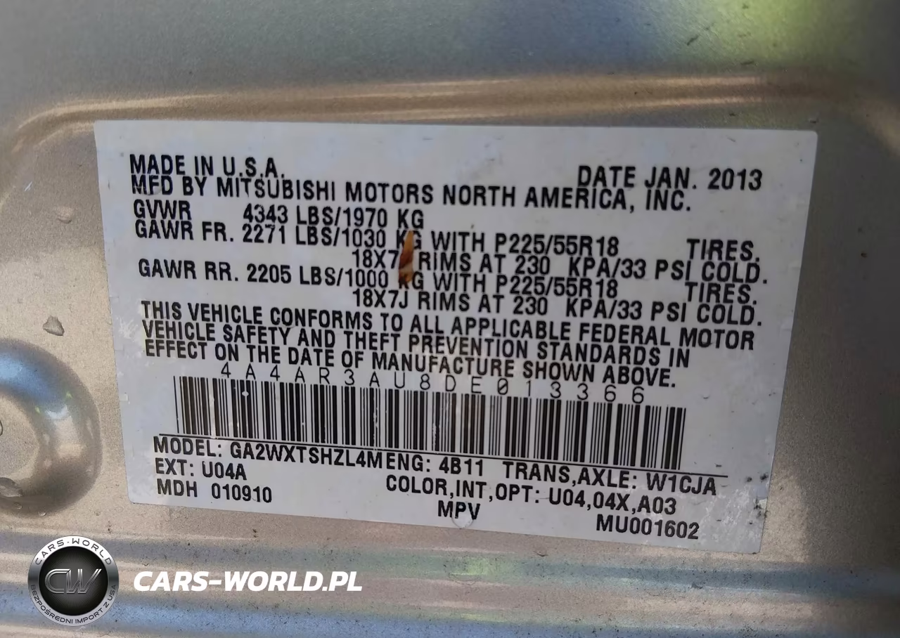 2013 Mitsubishi Outlander Sport Es VIN:4A4AR3AU8DE013366 - 9