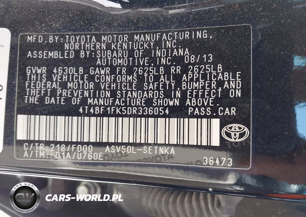 2013 Toyota Camry Le VIN:4T4BF1FK5DR336054 - 9