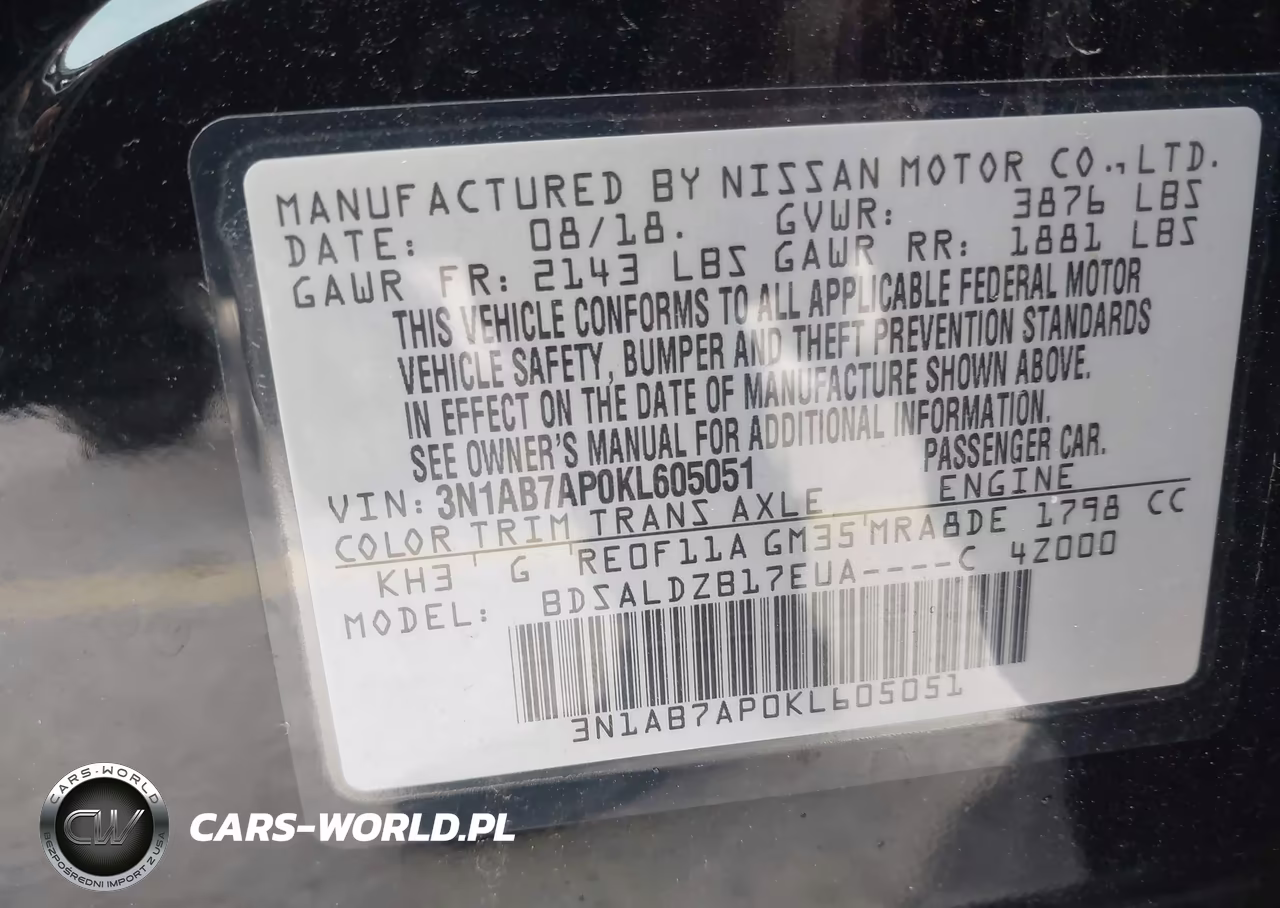2019 Nissan Sentra Sv VIN:3N1AB7AP0KL605051 - 9