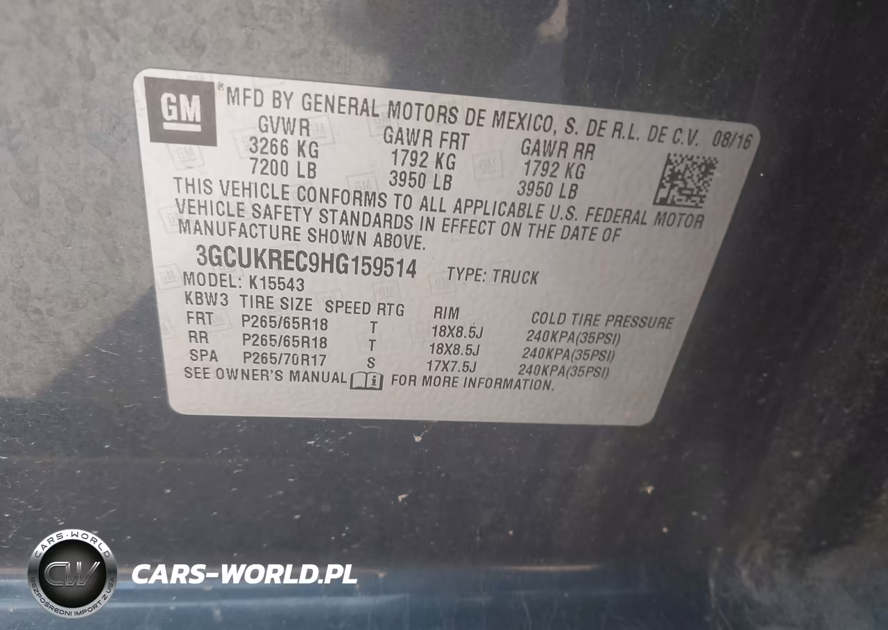 2017 Chevrolet Silverado 1500 2Lt VIN:3GCUKREC9HG159514 - 9