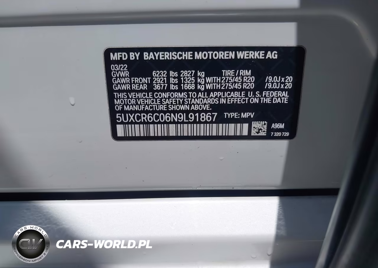 2022 BMW X5 xDrive40I VIN:5UXCR6C06N9L91867 - 9