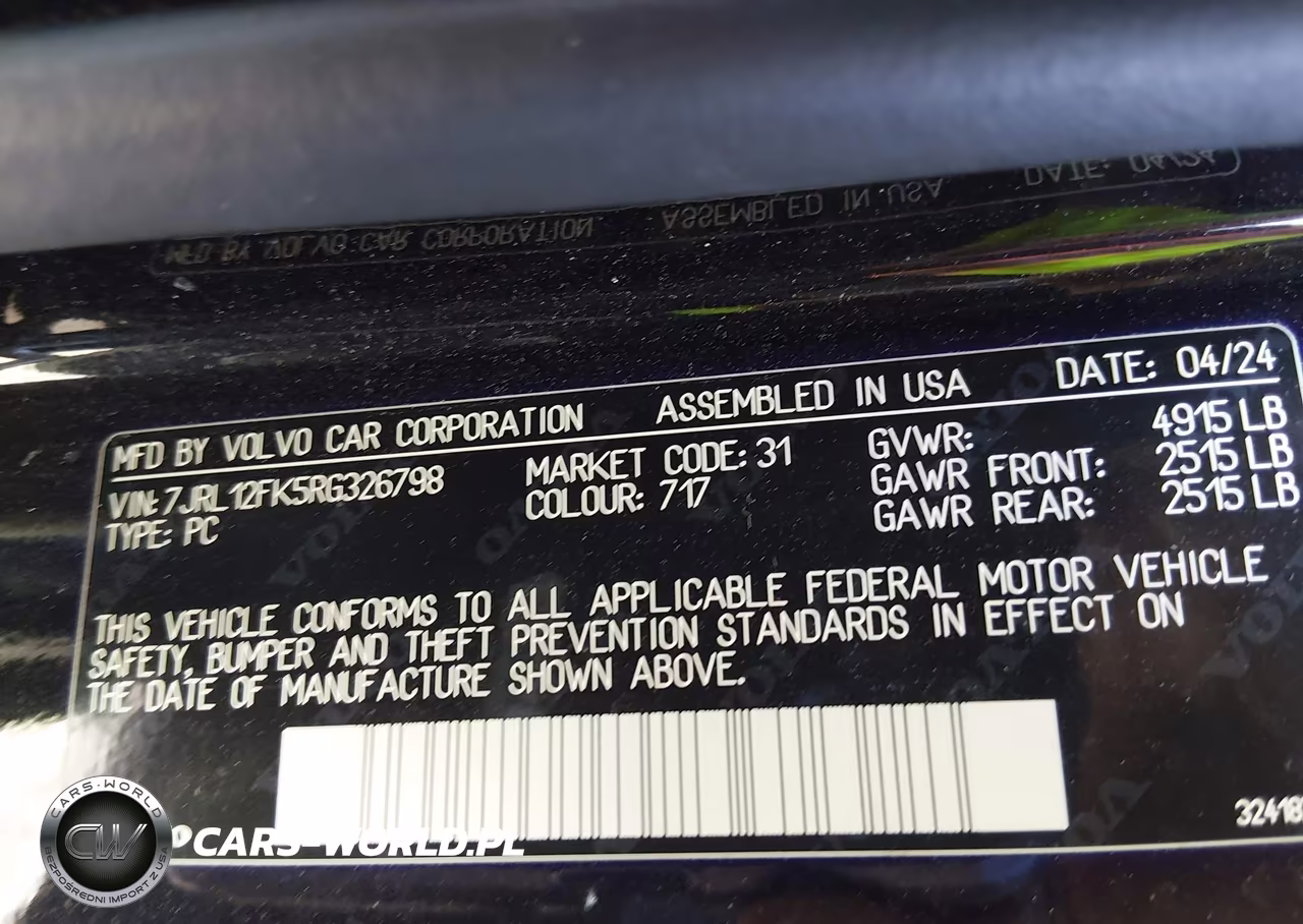 2024 Volvo S60 B5 Core Dark Theme VIN:7JRL12FK5RG326798 - 9