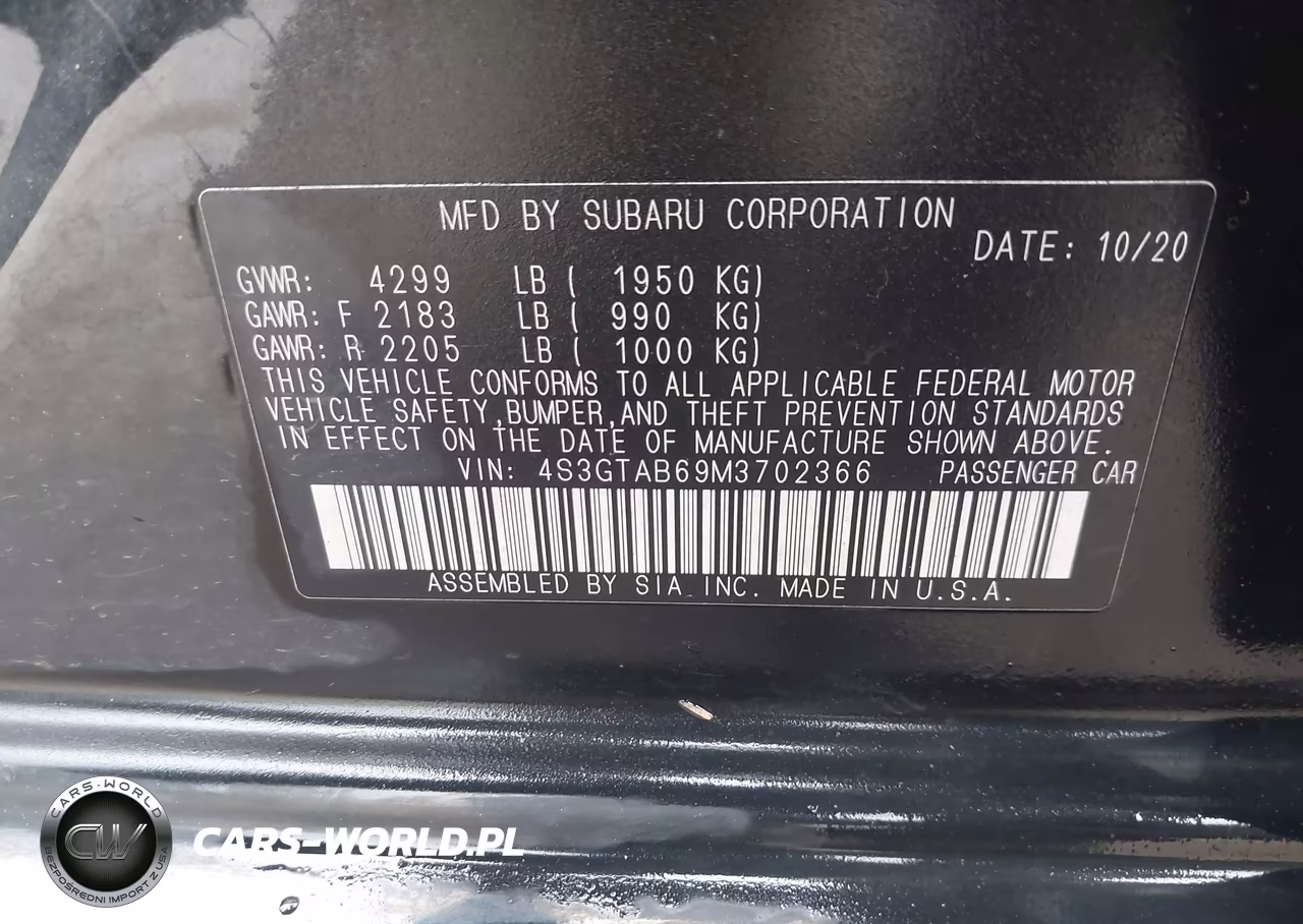 2021 Subaru Impreza 5-Door VIN:4S3GTAB69M3702366 - 9