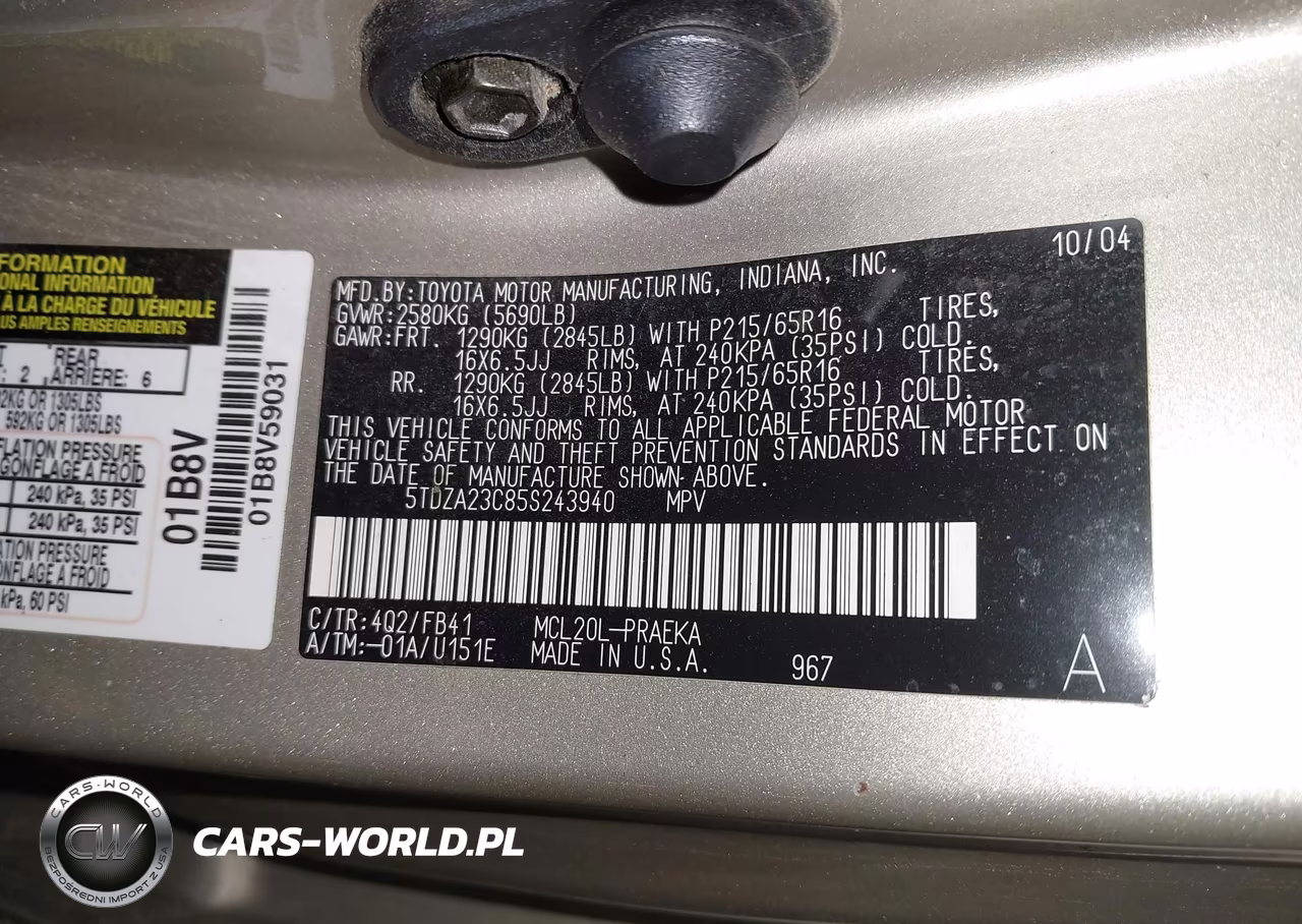 2005 Toyota Sienna Le VIN:5TDZA23C85S243940 - 9
