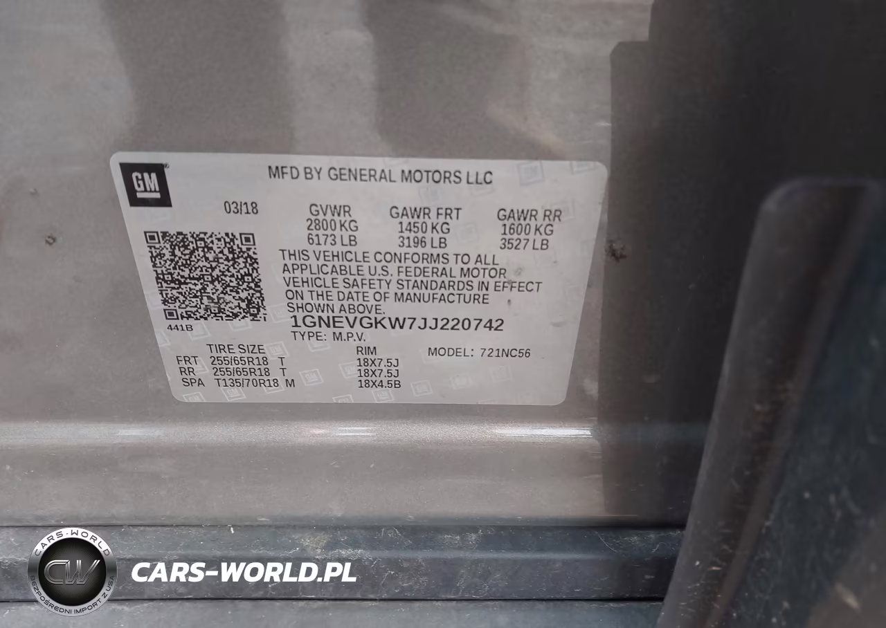 2018 Chevrolet Traverse 1Lt VIN:1GNEVGKW7JJ220742 - 9
