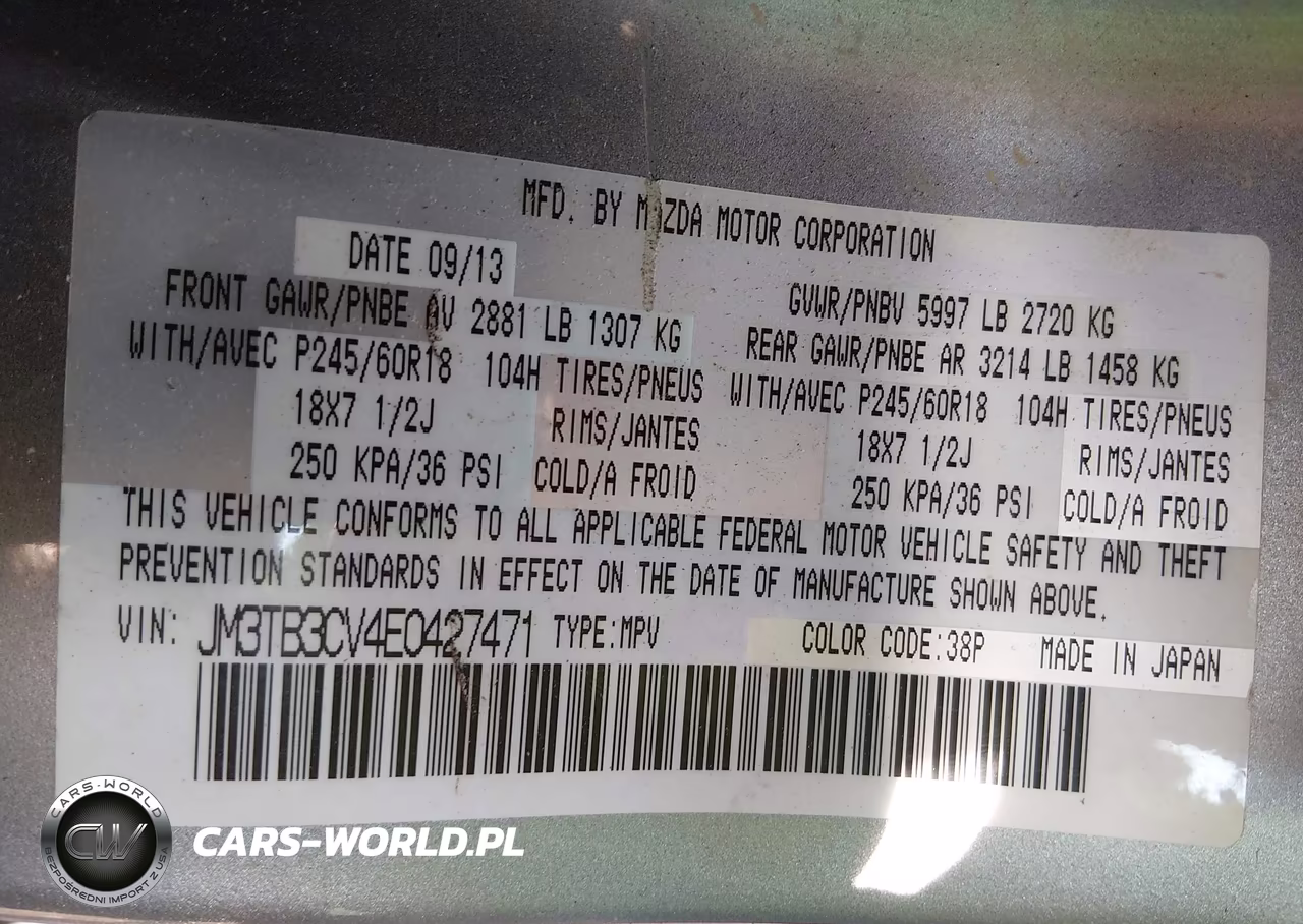 2014 Mazda Cx-9 Touring VIN:JM3TB3CV4E0427471 - 9