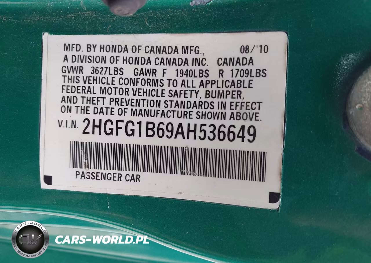 2010 Honda Civic Lx VIN:2HGFG1B69AH536649 - 9