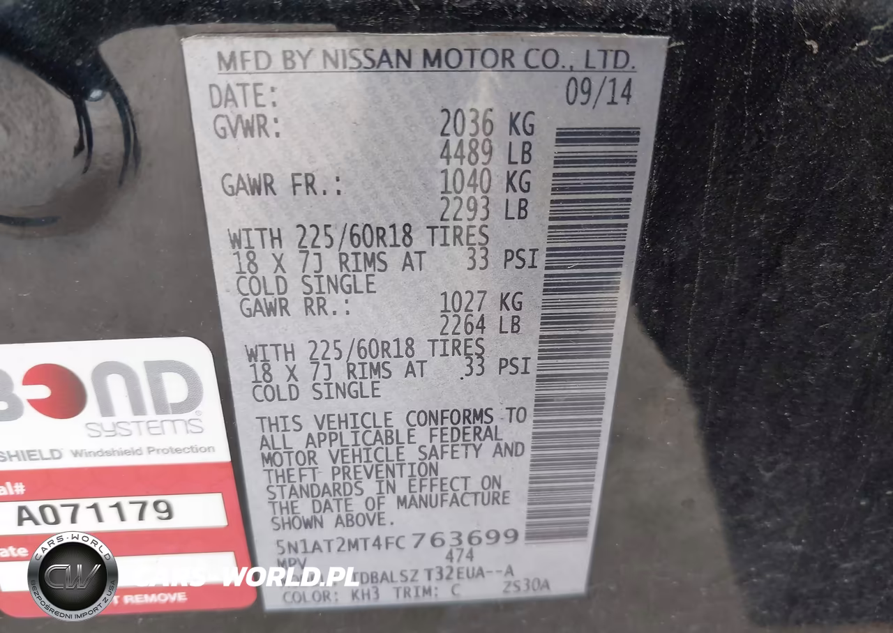 2015 Nissan Rogue Sl VIN:5N1AT2MT4FC763699 - 9