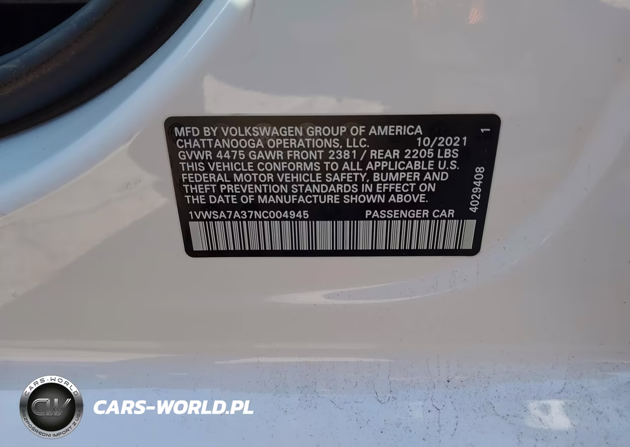 2022 Volkswagen Passat 2.0T Se VIN:1VWSA7A37NC004945 - 9
