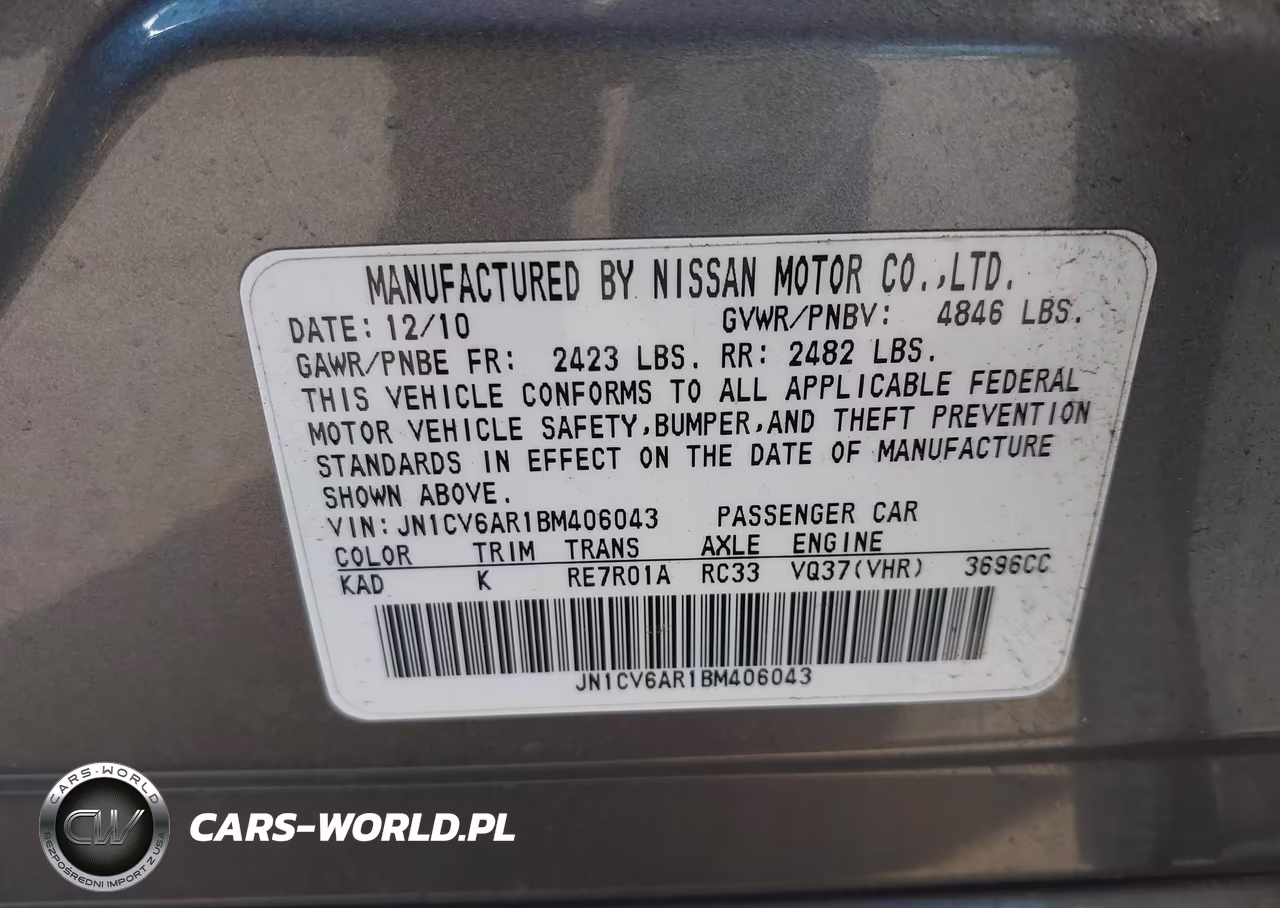 2011 Infiniti G37X VIN:JN1CV6AR1BM406043 - 9