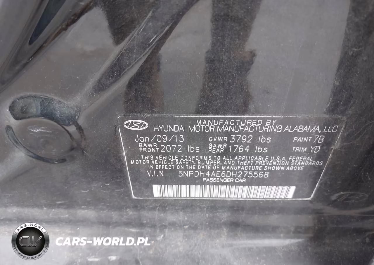2013 Hyundai Elantra Gls VIN:5NPDH4AE6DH275568 - 9