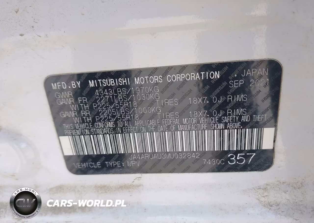 2021 Mitsubishi Outlander Sport 2.0 Be Awc-2.0 Es Awc-2.0 Le Awc-2.0 Se Awc VIN:JA4ARUAU3MU032842 - 9