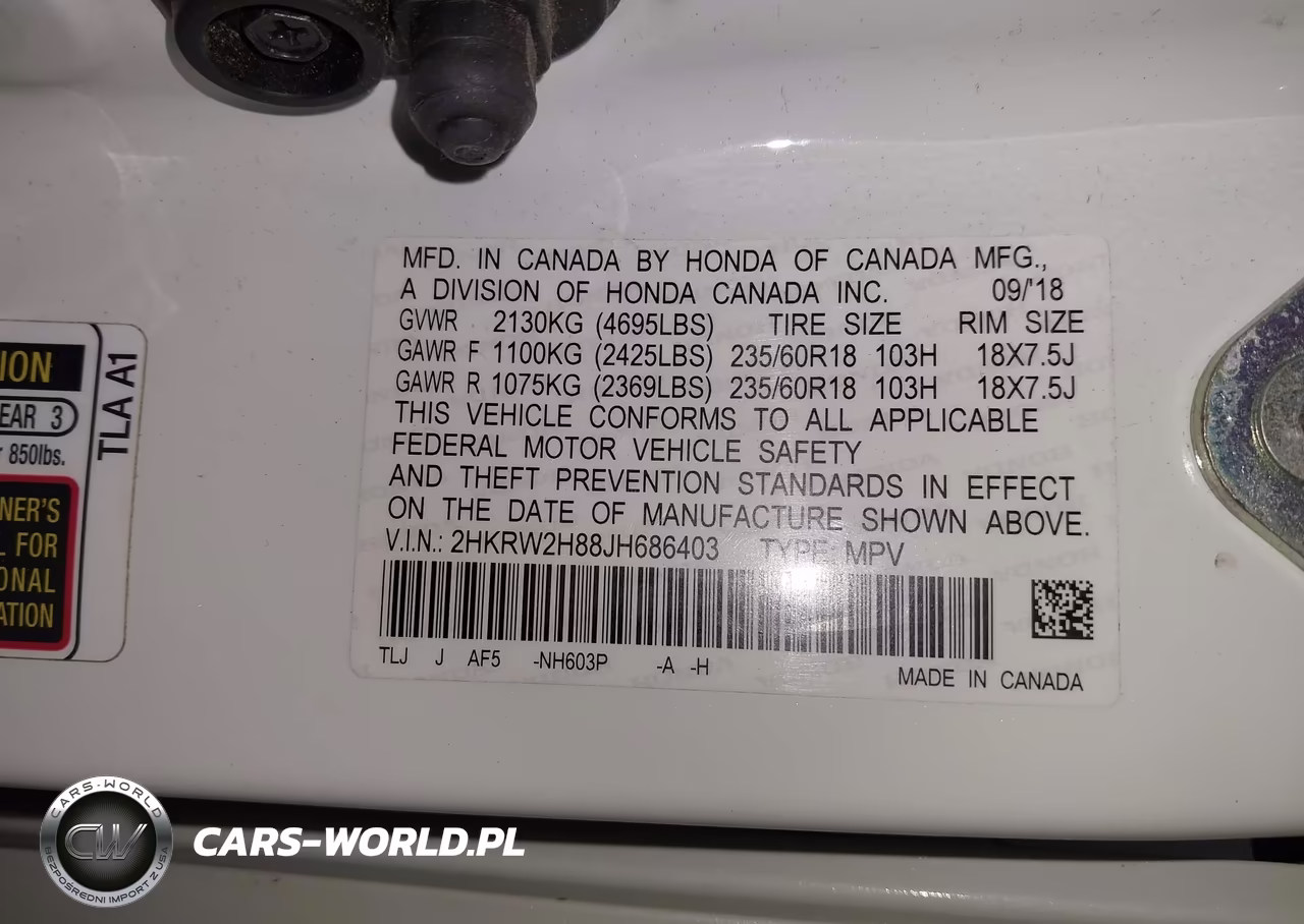 2018 Honda Cr-V VIN:2HKRW2H88JH686403 - 9
