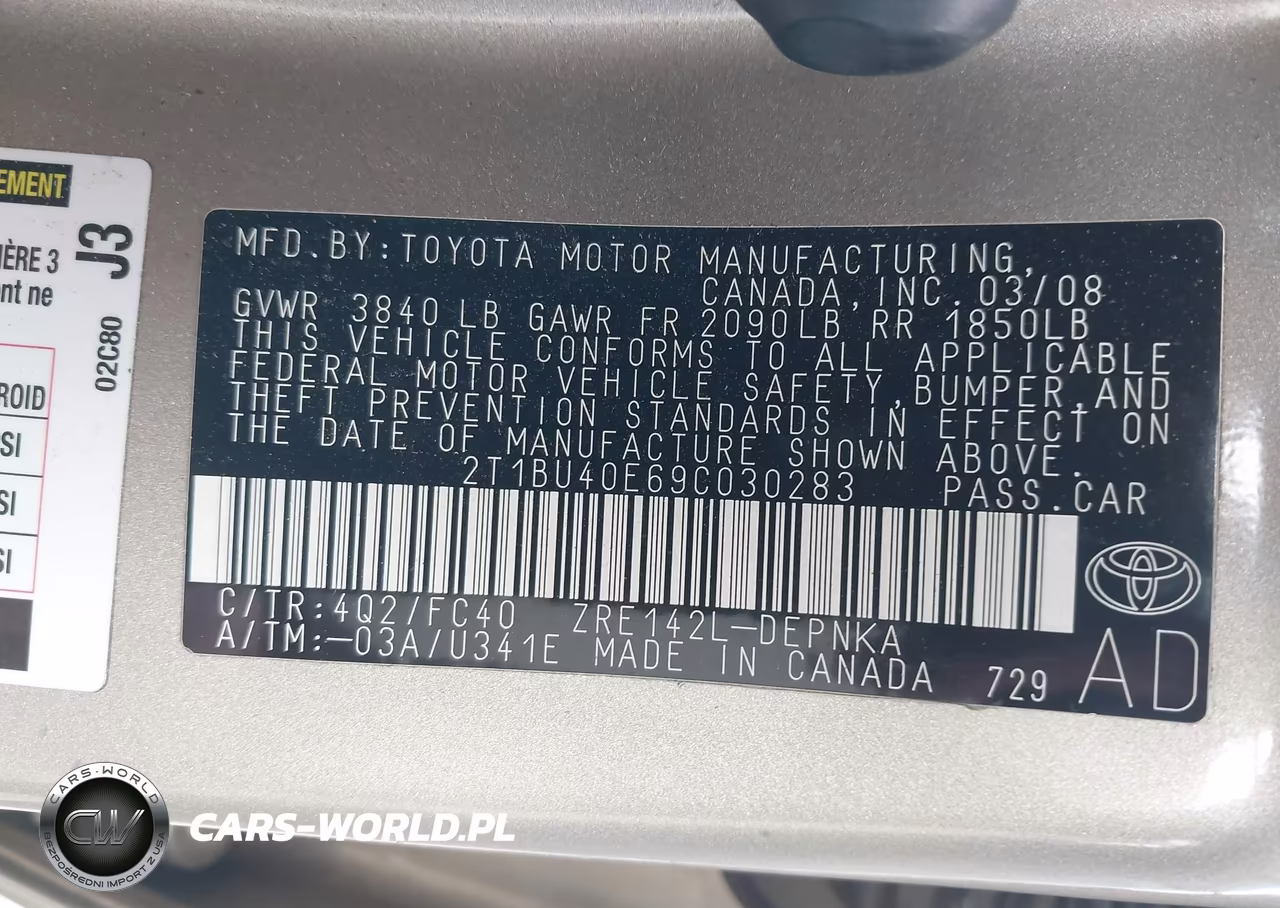 2009 Toyota Corolla Xle VIN:2T1BU40E69C030283 - 9