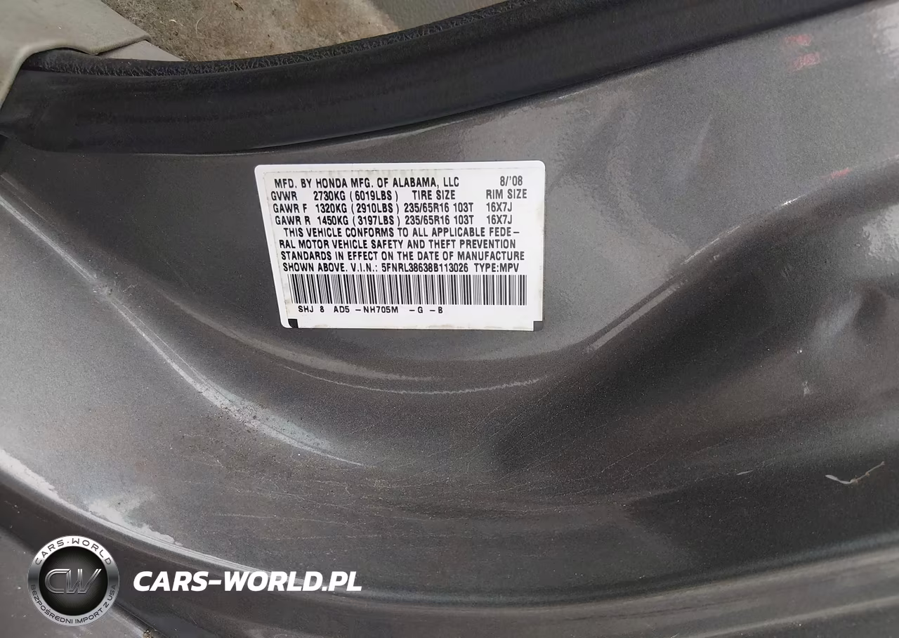 2008 Honda Odyssey Ex-L VIN:5FNRL38638B113026 - 9