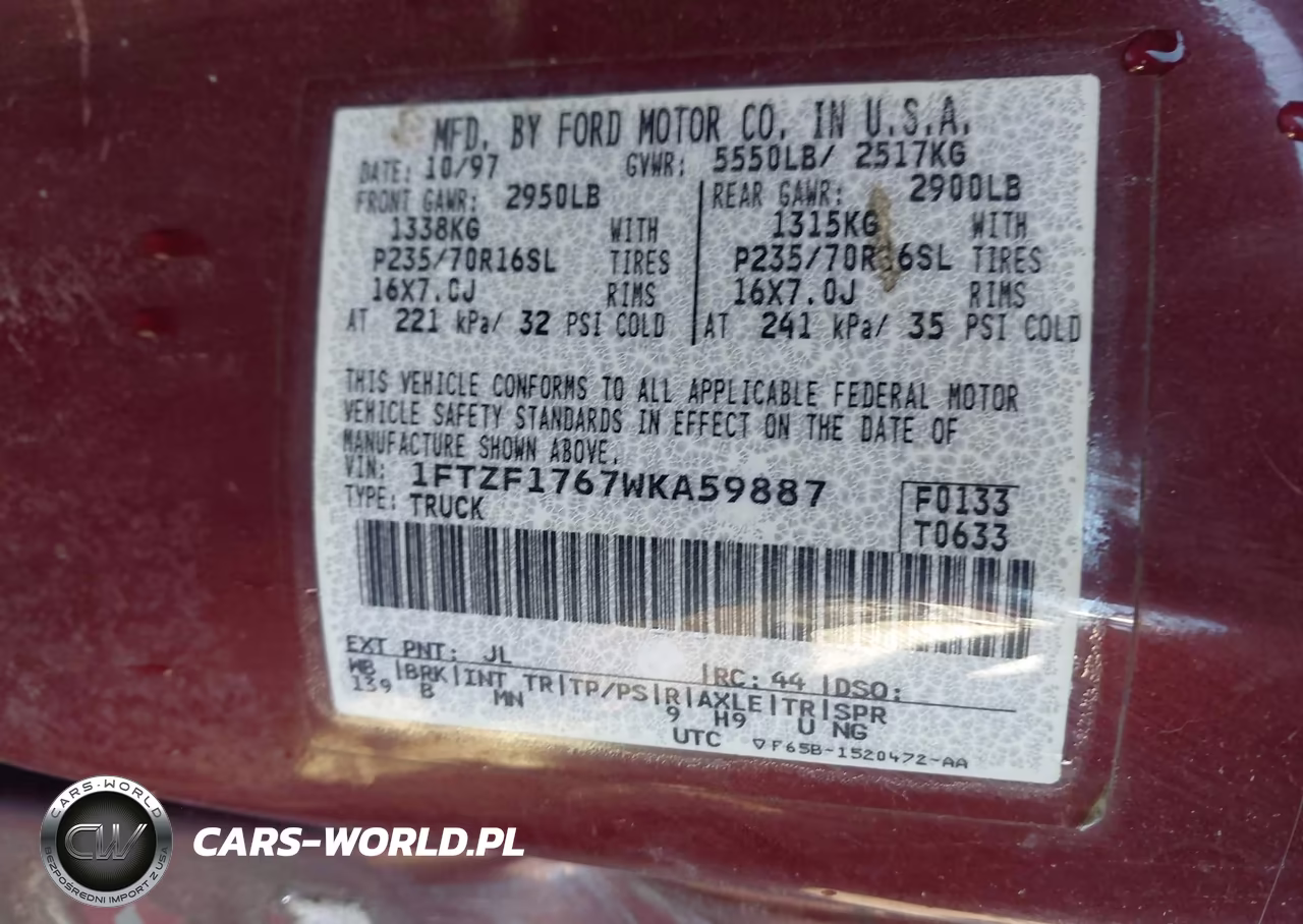1998 Ford F-150 Lariat-Standard-Xl-Xlt VIN:1FTZF1767WKA59887 - 9