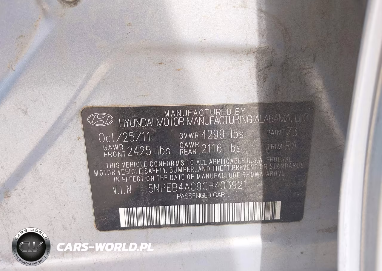 2012 Hyundai Sonata Gls VIN:5NPEB4AC9CH403921 - 9