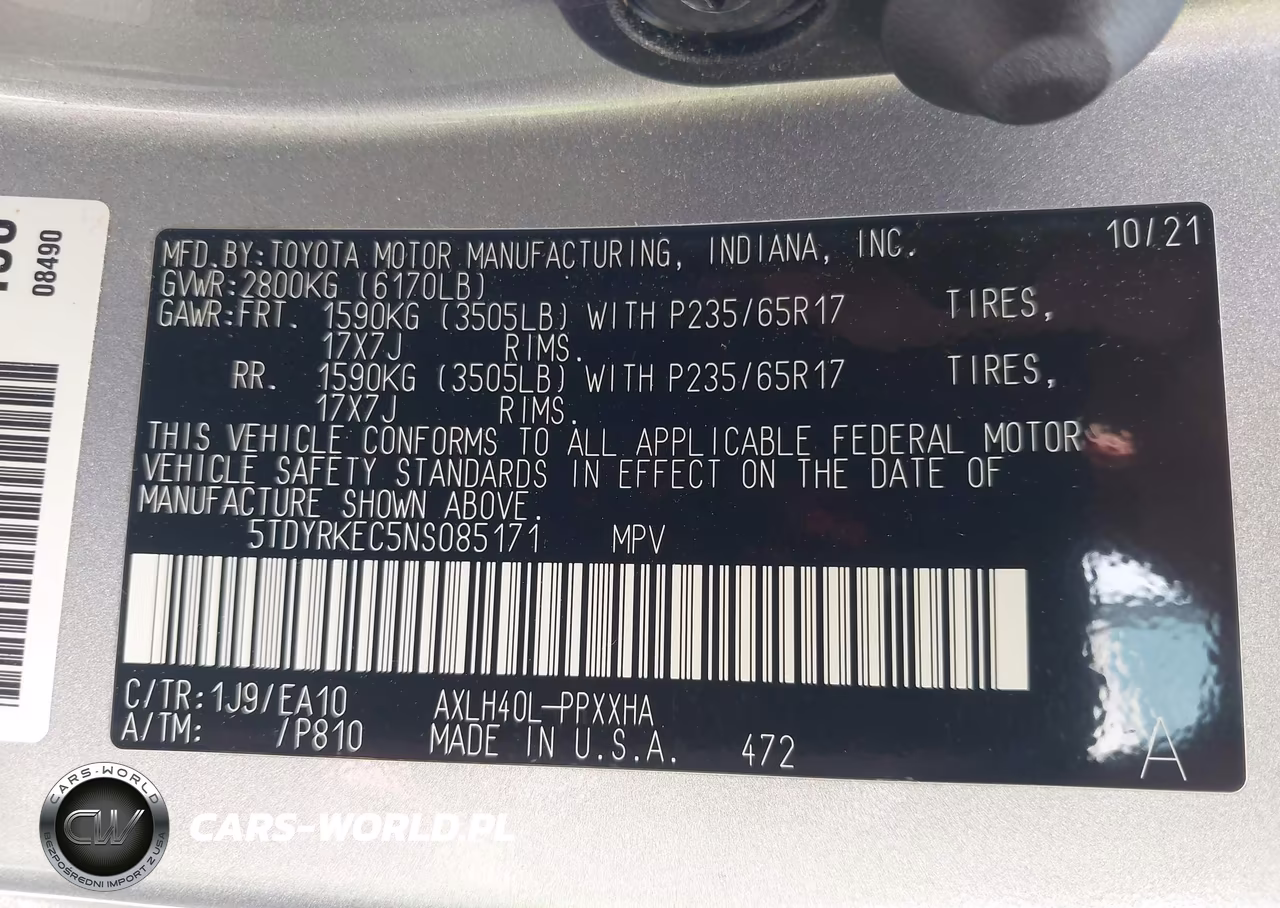 2022 Toyota Sienna Xle VIN:5TDYRKEC5NS085171 - 9