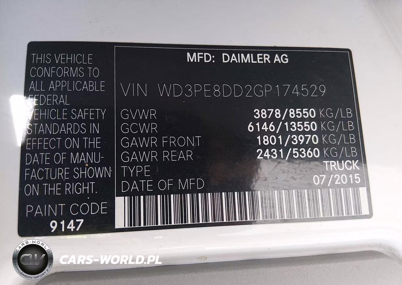 2016 Mercedes-Benz Sprinter 2500 High Roof VIN:WD3PE8DD2GP174529 - 9