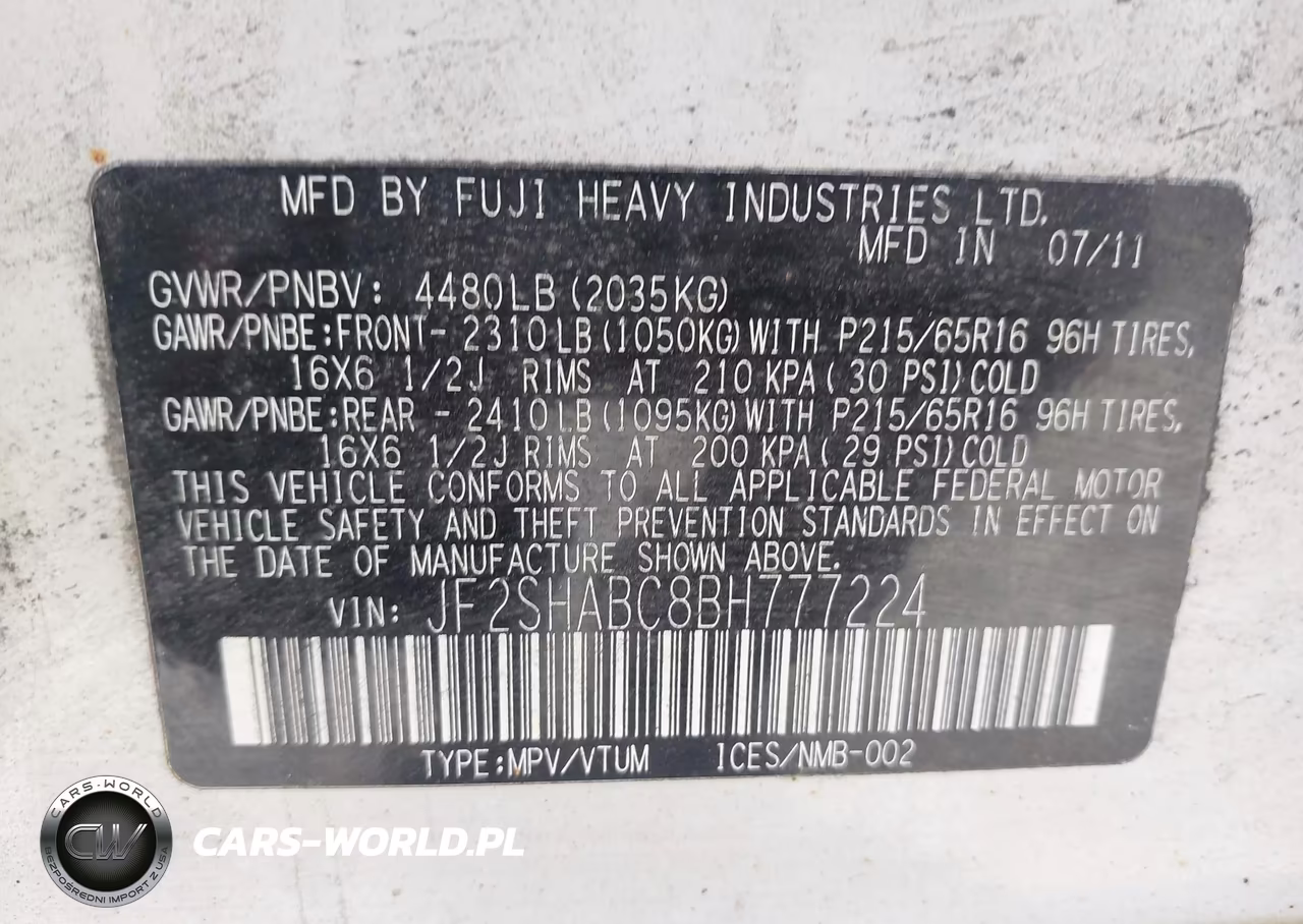 2011 Subaru Forester 2.5X VIN:JF2SHABC8BH777224 - 9