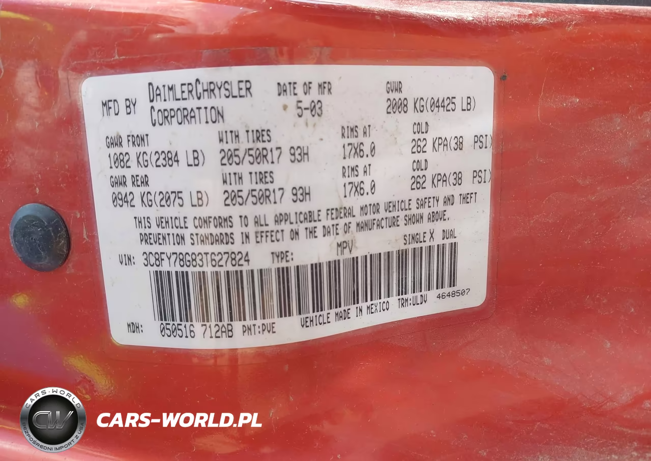 2003 Chrysler Pt Cruiser Gt VIN:3C8FY78G83T627824 - 9