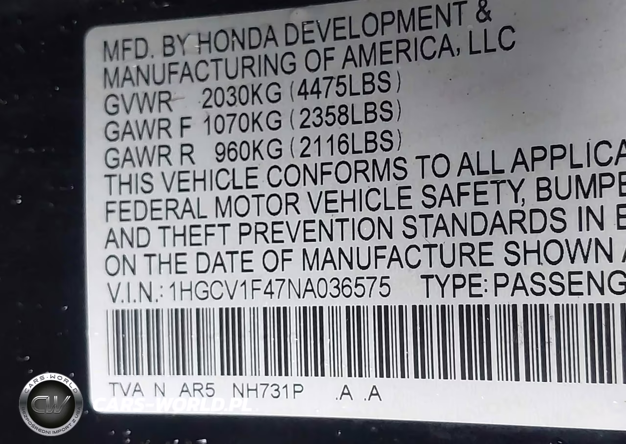 2022 Honda Accord Sport Special Edition VIN:1HGCV1F47NA036575 - 9