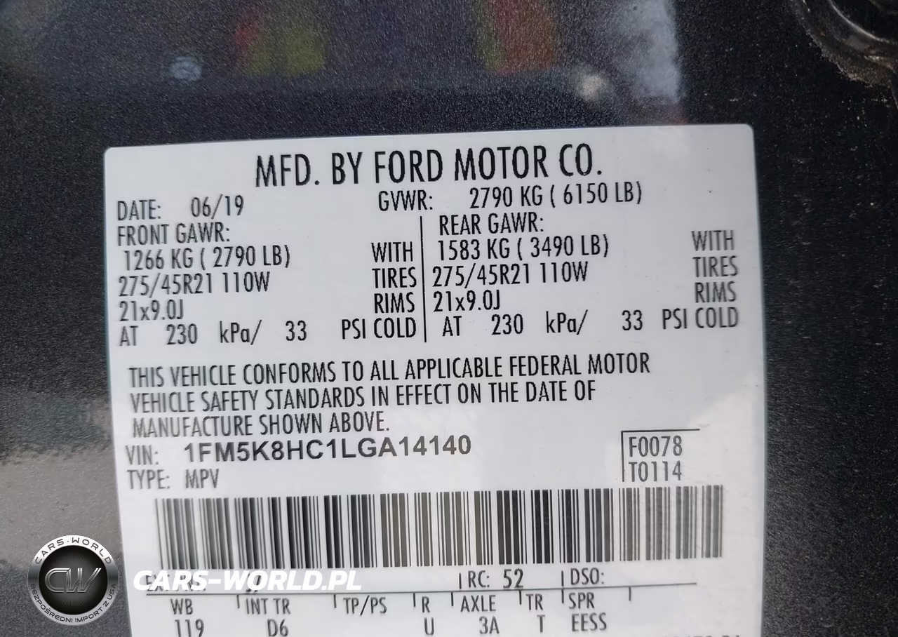 2020 Ford Explorer Platinum VIN:1FM5K8HC1LGA14140 - 9