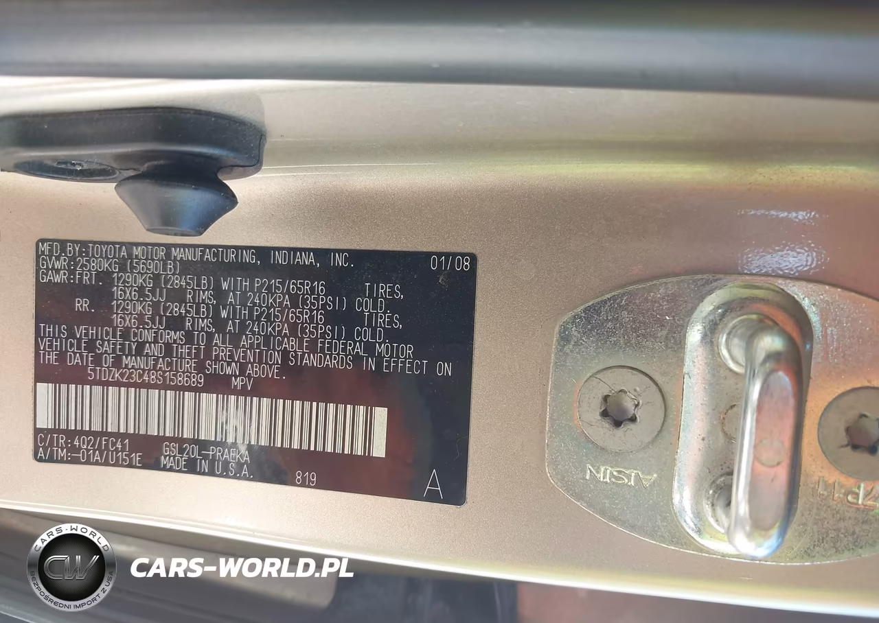 2008 Toyota Sienna Le VIN:5TDZK23C48S158689 - 9