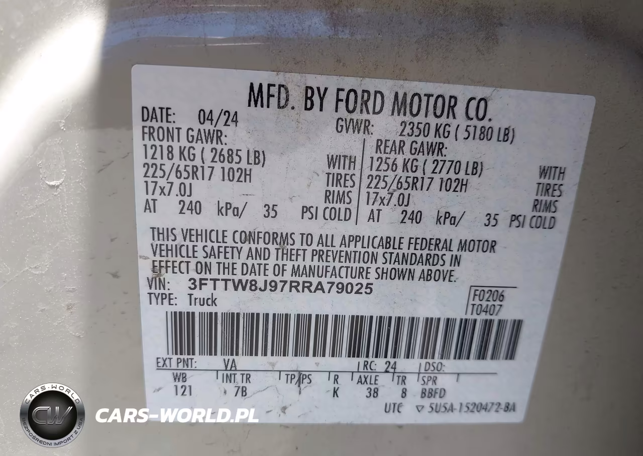 2024 Ford Maverick Xlt VIN:3FTTW8J97RRA79025 - 9
