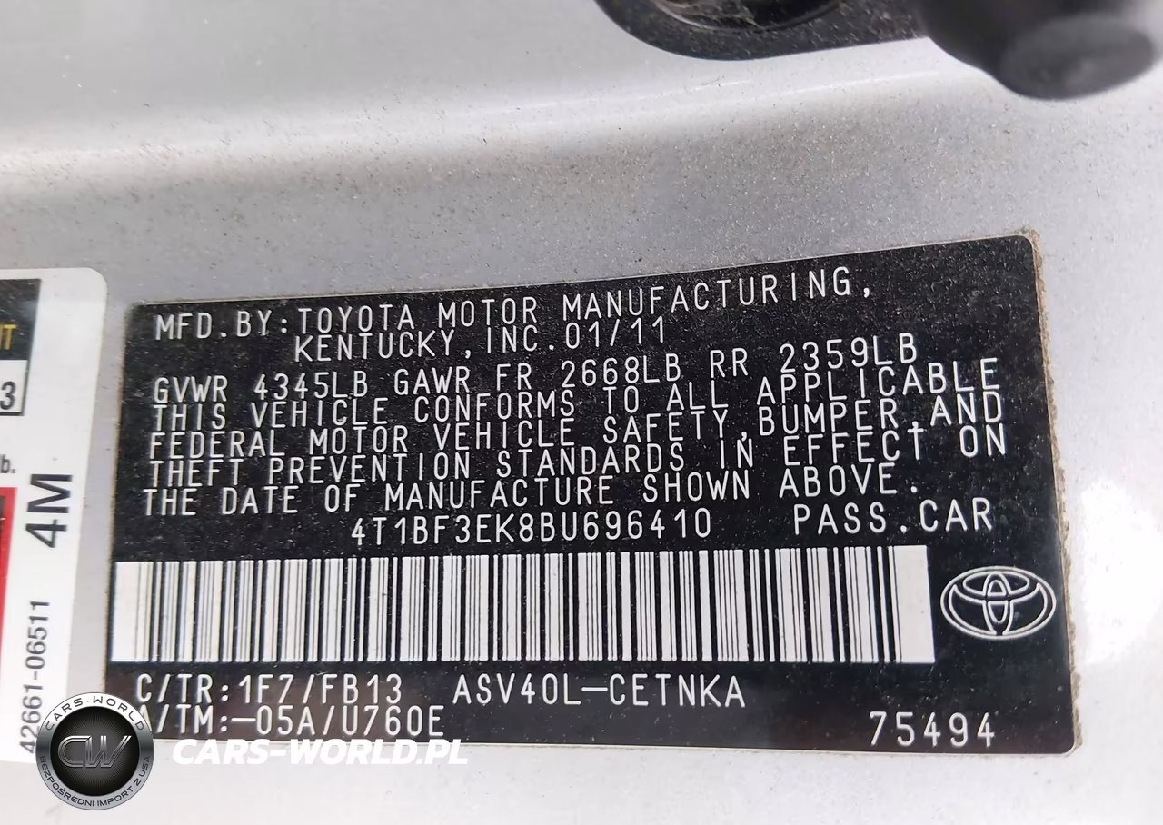 2011 Toyota Camry Le VIN:4T1BF3EK8BU696410 - 9