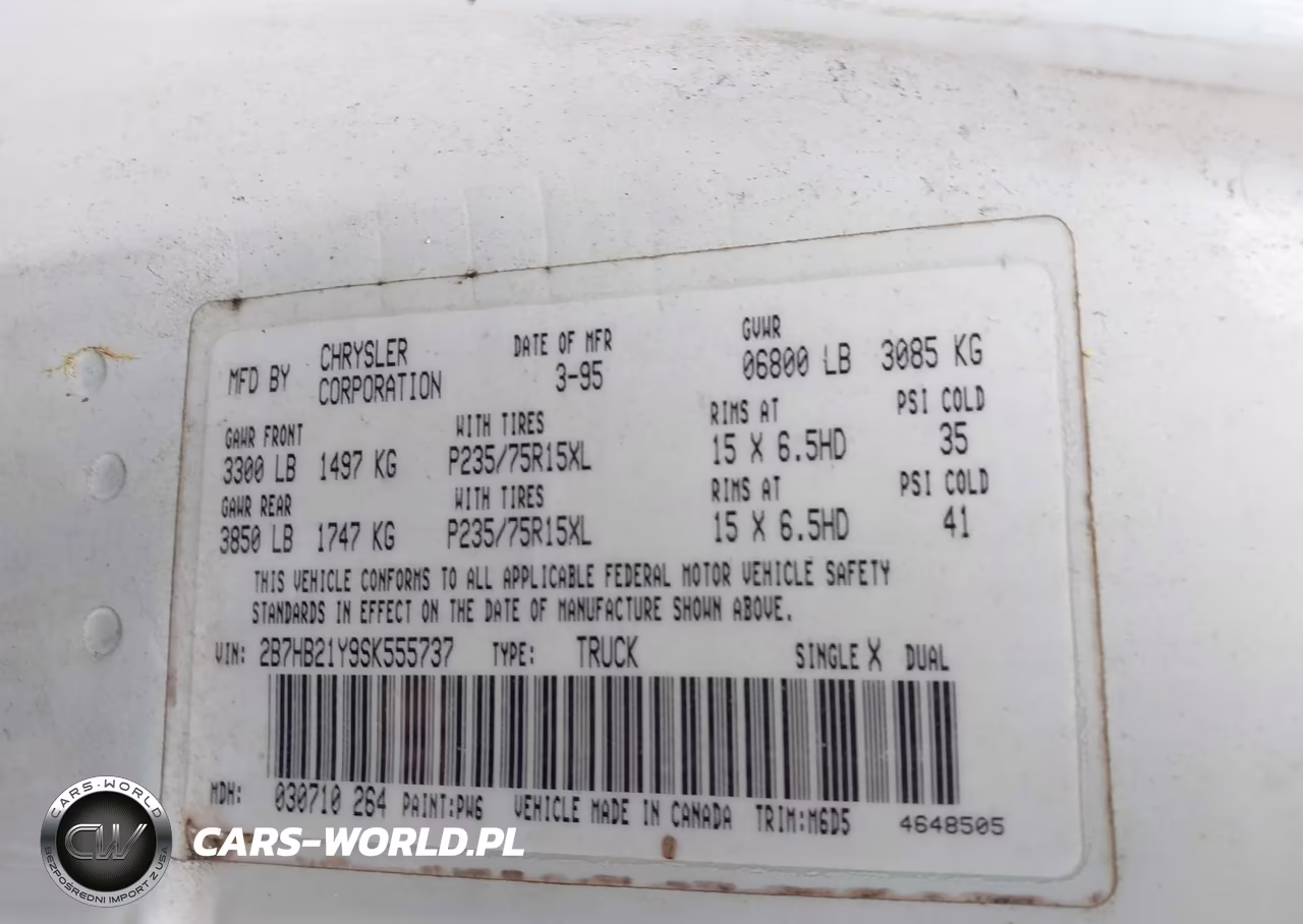 1995 Dodge Ram Van B2500 VIN:2B7HB21Y9SK555737 - 9