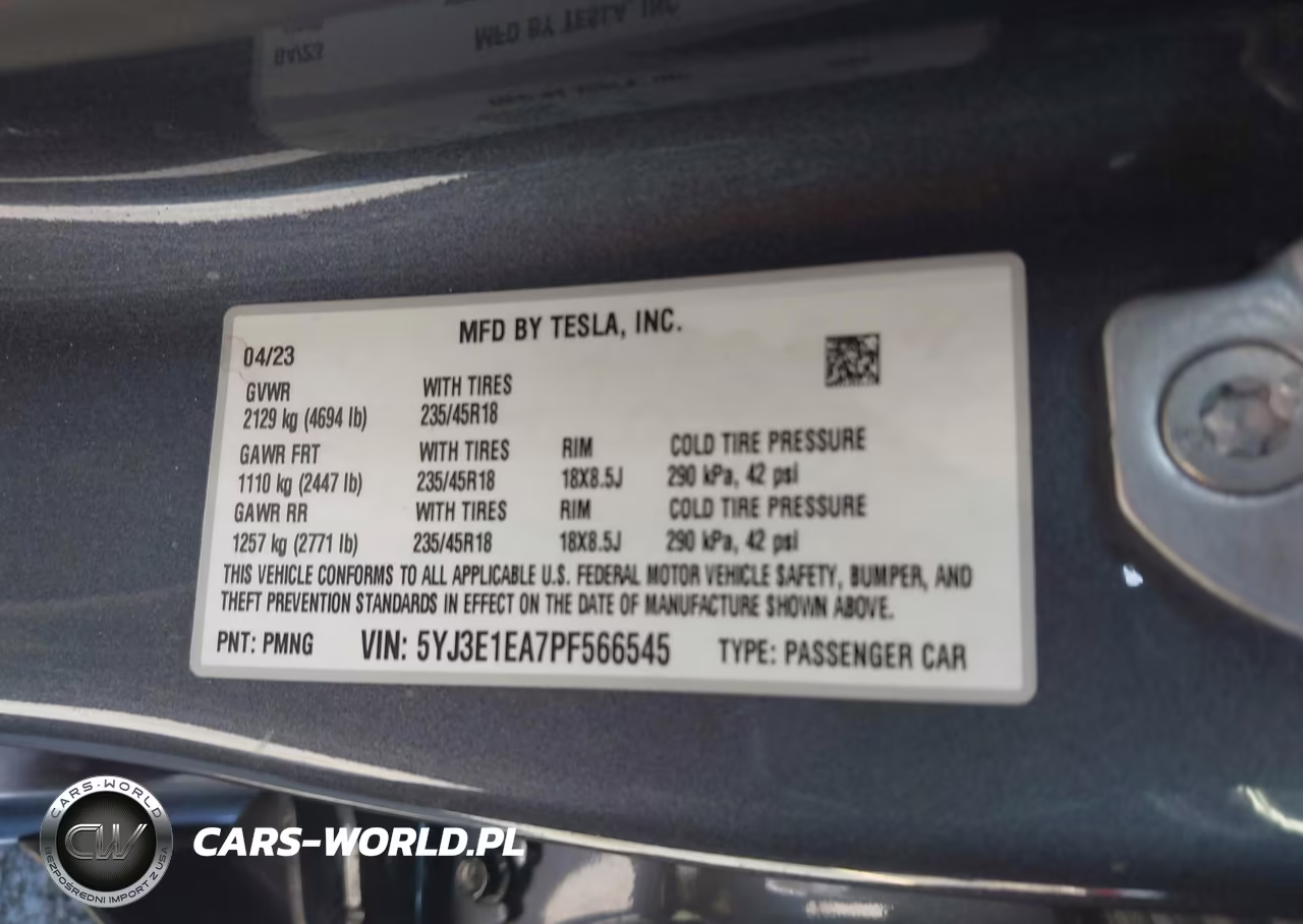 2023 Tesla Model 3 Rear-Wheel Drive VIN:5YJ3E1EA7PF566545 - 9