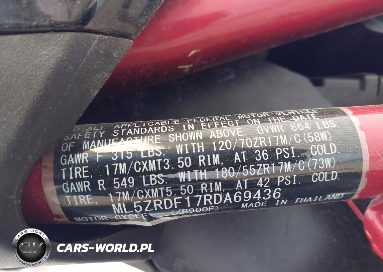 2024 Kawasaki Zr900 F VIN:ML5ZRDF17RDA69436 - 10