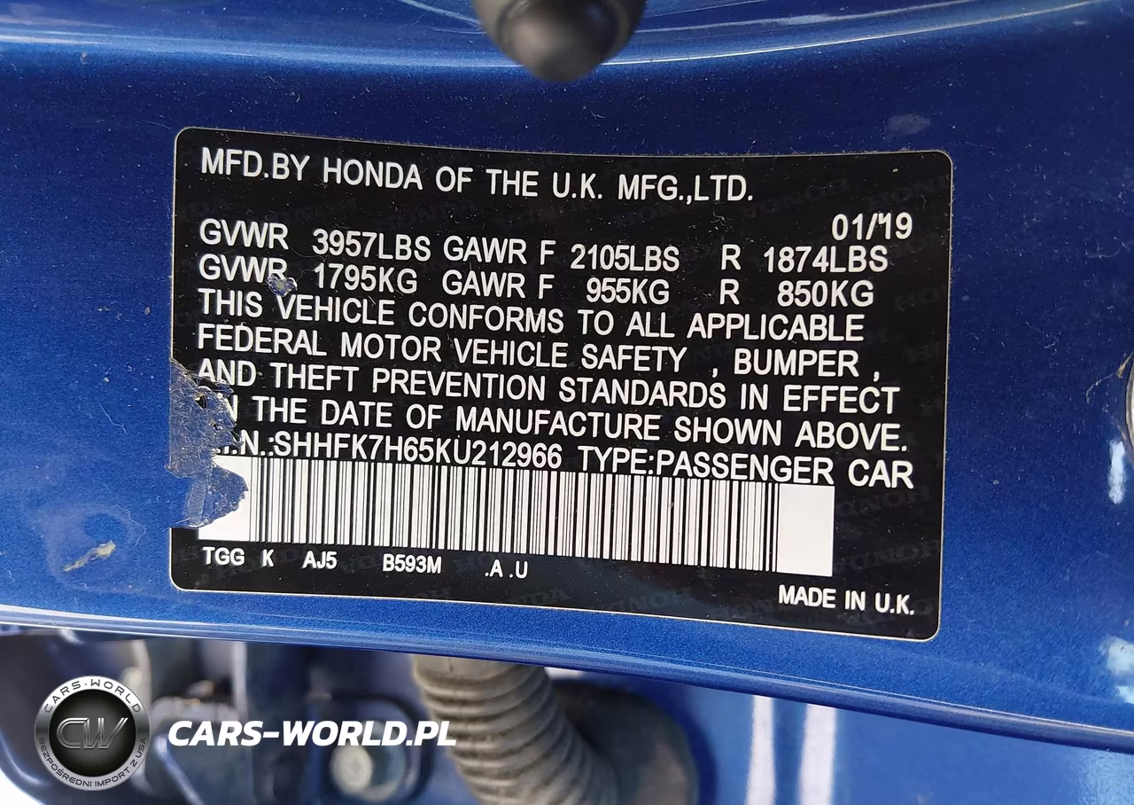 2019 Honda Civic Ex VIN:SHHFK7H65KU212966 - 9