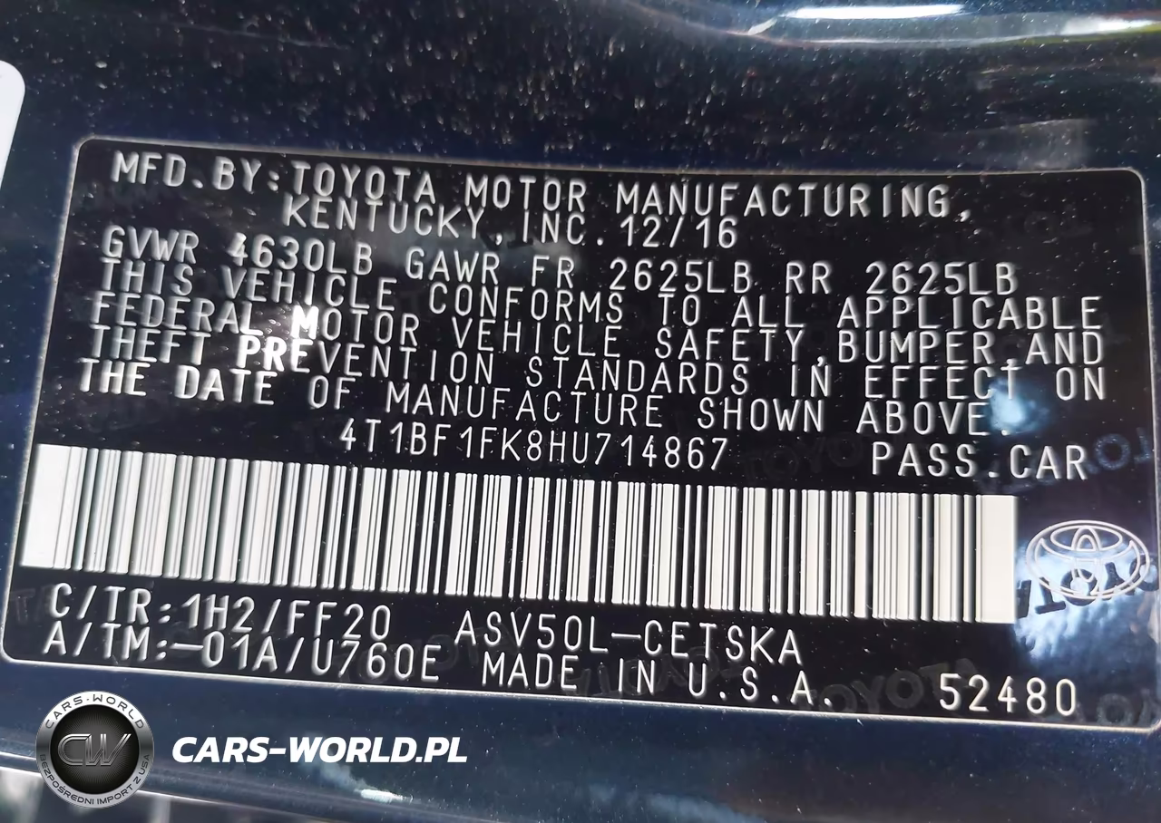 2017 Toyota Camry Se VIN:4T1BF1FK8HU714867 - 9