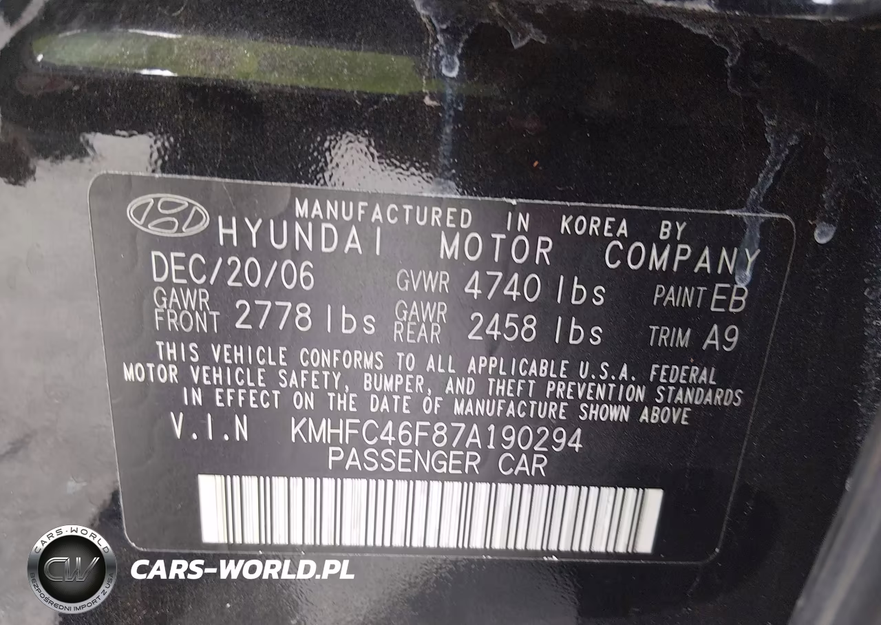 2007 Hyundai Azera Limited-Se VIN:KMHFC46F87A190294 - 9