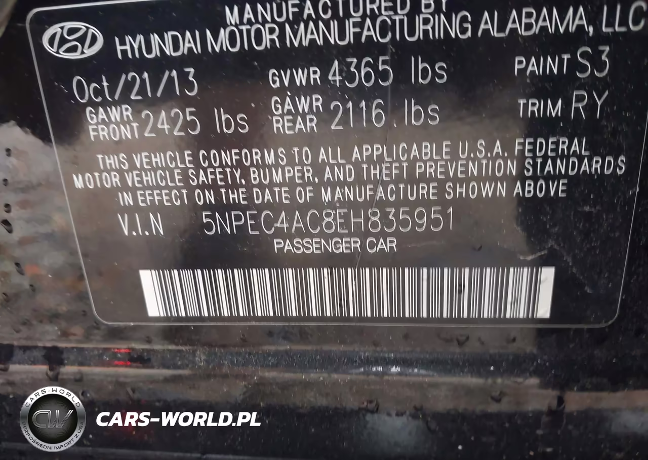 2014 Hyundai Sonata Se VIN:5NPEC4AC8EH835951 - 9