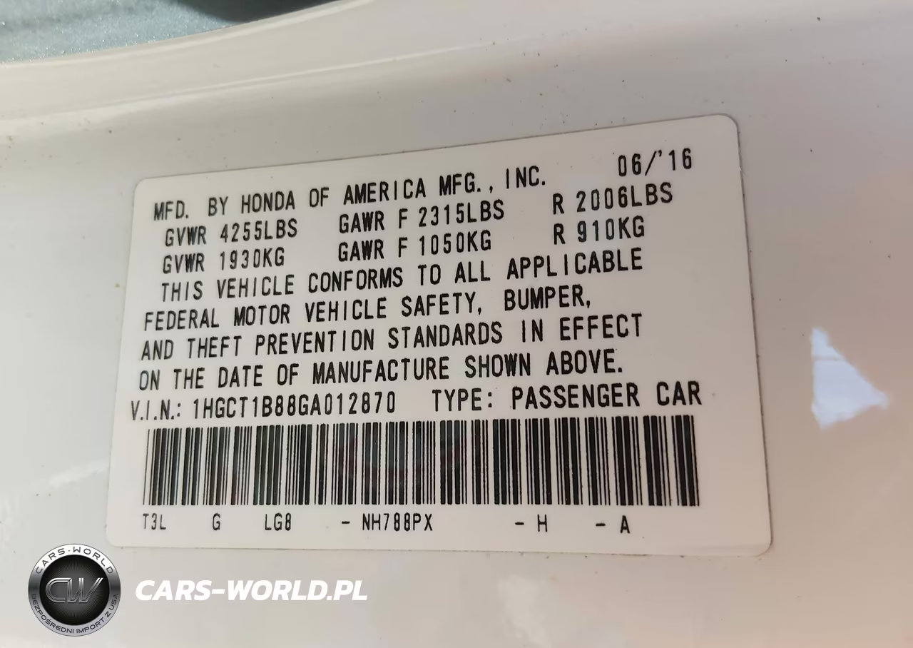 2016 Honda Accord Ex-L VIN:1HGCT1B88GA012870 - 9