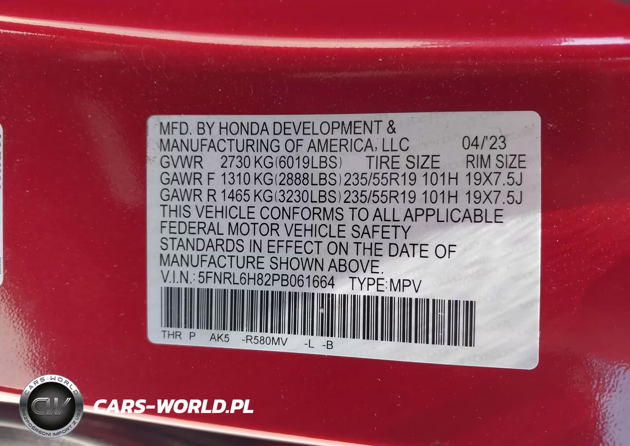 2023 Honda Odyssey Touring VIN:5FNRL6H82PB061664 - 9