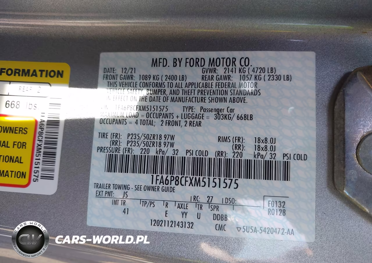 2021 Ford Mustang Gt Premium Fastback VIN:1FA6P8CFXM5151575 - 9