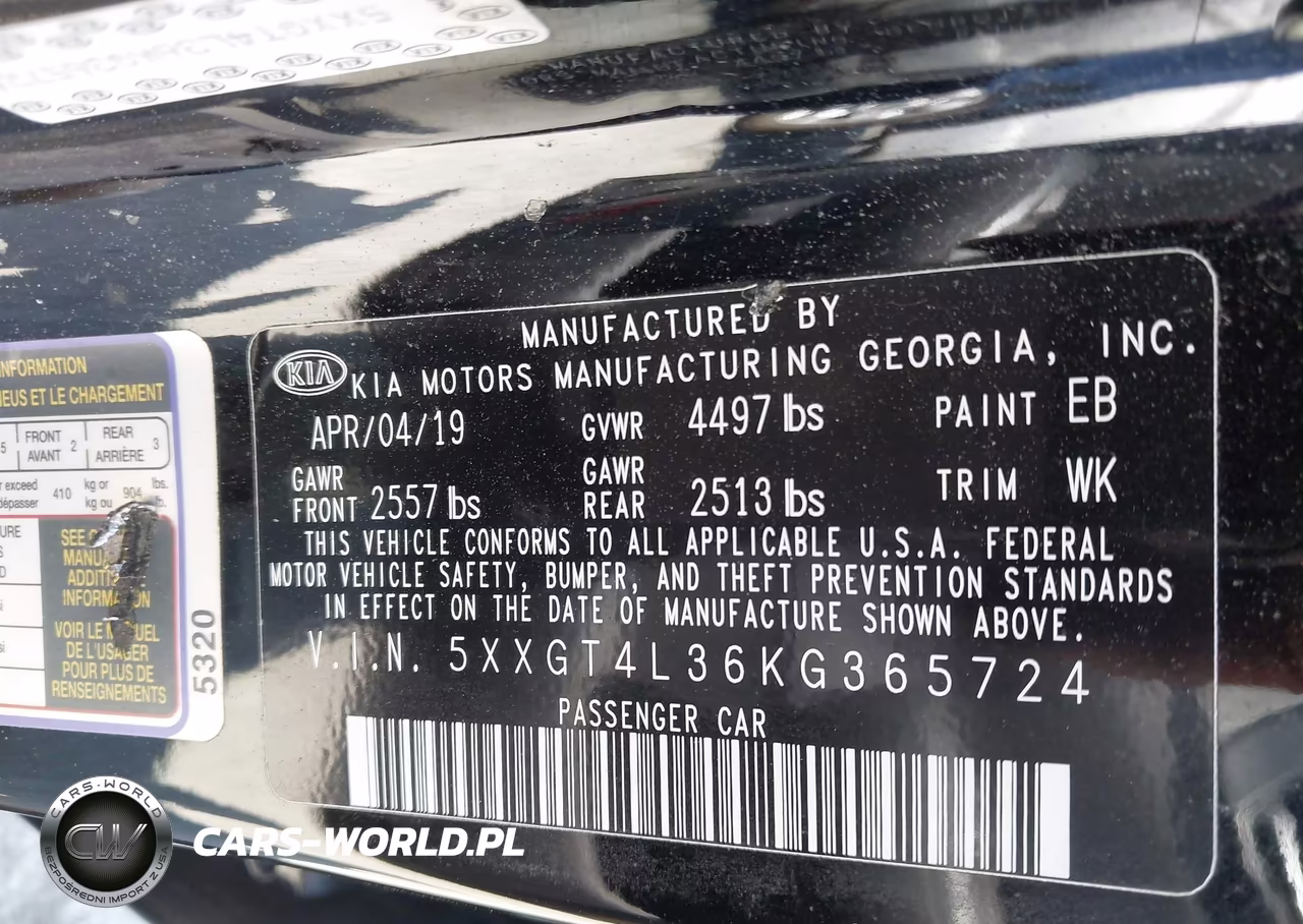 2019 Kia Optima S VIN:5XXGT4L36KG365724 - 9