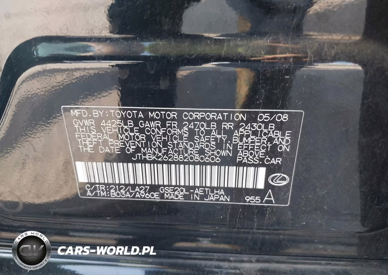 2008 Lexus Is 250 VIN:JTHBK262882080606 - 9