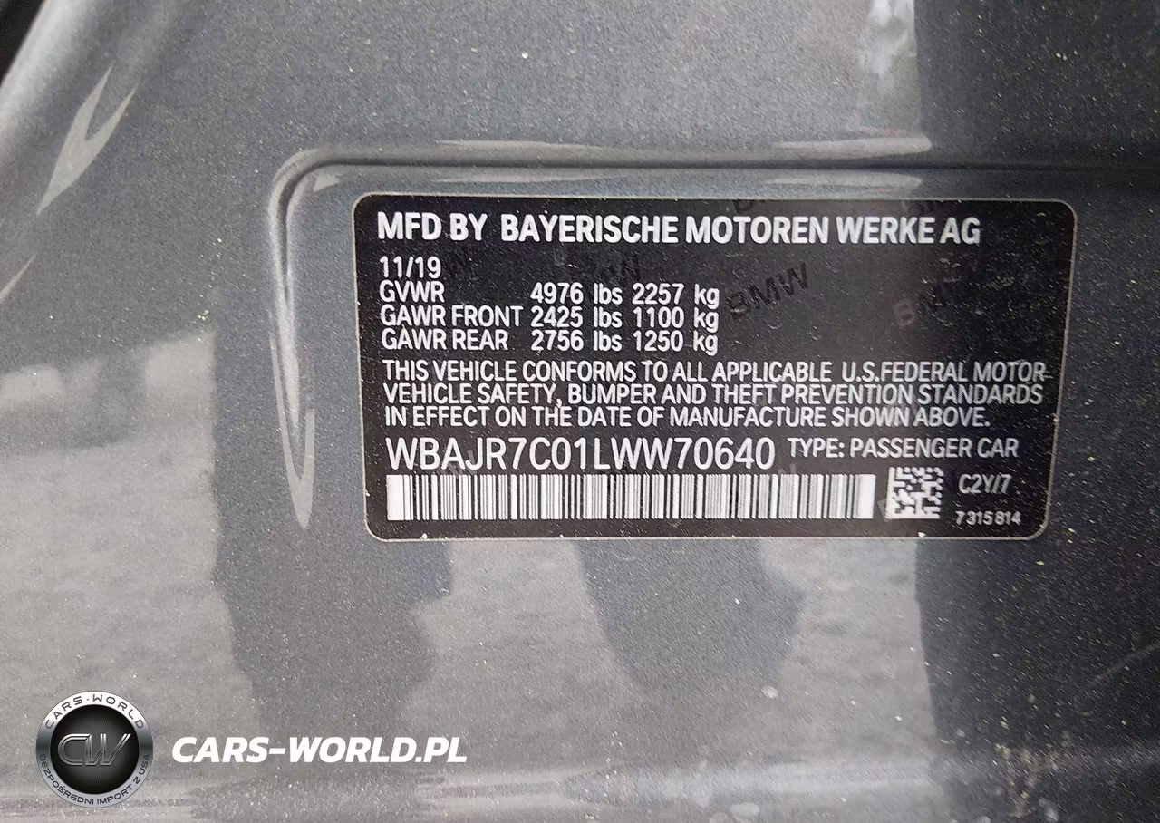 2020 BMW 530I xDrive VIN:WBAJR7C01LWW70640 - 9